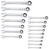Combination Wrench Set, 16-Piece Ratcheting Wrench Set with Organizer Rack, Cr-V Steel Wrench Set Metric 8 mm to 24 mm, Ideal for General Household