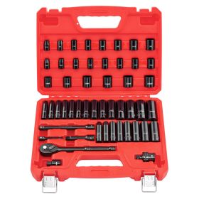 3/8 in Drive Impact Socket Set, 50 Piece, 6 Point Deep & Shallow Impact Sockets