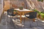Snack Indoor Outdoor Stackable Steel Dining Chair with Black Rope - Set of 2