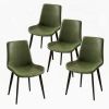 Dining Chairs 4PCS, Modern Kitchen & Dining Room Chairs, Upholstered Faux Leather Cushion Seat and Sturdy Metal Legs