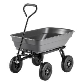 Garden Dump Cart, 400 lbs Poly Dump Cart, Garden Carts Dumps Wagon with 90° Quick-Dumps Mechanism, 180° Swivel Wheels, 270° Flexible Rotating Bearings