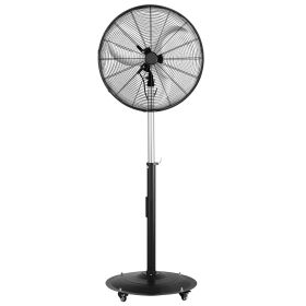 24-Inch High Velocity Pedestal Fan, 6800 CFM Industrial Standing Floor Fan with 85° Oscillating, 3-Speed Adjustable Height, IP44 Waterproof