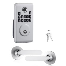 Fingerprint Door Lock Set, Electronic Biometric Deadbolt Keyless Entry Door Lock with Handle, Pioneering Easy-Grip Design, Auto Locking, One-Time Code
