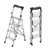 4 Step Ladder, Folding Step Stool with Wide Anti-Slip Pedal and Comfort Handgrip, 330 lbs Capacity Portable Aluminum Stepladder, Multi-Use for Kitchen