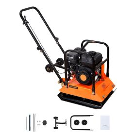 Plate Compactor, 6.5 HP 196CC Gas Engine, 5700 VPM Vibrating Ground Rammer, 4047 lbs Compaction Force, 21 x 16 in Plate