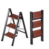 3 Step Ladder, Folding Step Stool with Wide Anti-Slip Pedal and Comfort Handgrip, Lightweight 330 lbs Capacity Portable Aluminum Plant Support