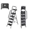 5 Step Ladder, Folding Step Stool with Wide Anti-Slip Pedal, Tool Tray, Dual Side Handrails, 600 lbs Capacity Portable Steel Ladder