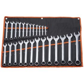 Combination Wrench Set, 25-Piece Open End Wrench Set with Roll-up Pouch, Carbon Steel Wrench Set Metric 6 mm to 32 mm, Ideal for General Household