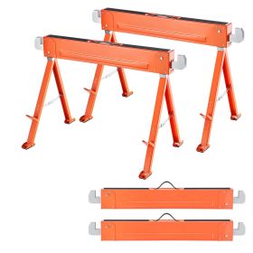 Saw Horses, 2 Pack Folding Work Horses, 1323 lbs Load Capacity Sawhorse with Heavy Duty Legs, All-Metal Portable Saw Horse with Non-Slip Foot Pads