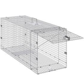 Humane Live Animal Trap, Dimensions 50" x 20" x 26", Crafted from Galvanized Iron, Collapsible Design with Carrying Handle for Capturing Stray Dogs