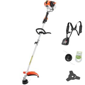 String Trimmer, 25.2CC 2-Stroke, Gas Powered Weed Wacker, 16.9" Cordless Grass Trimmer, Multi-Functional Lawn Edger with Shoulder Strap & 3T Blade