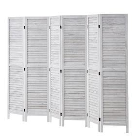 Wood Room Divider, 6 Panel Wood Folding Privacy Screen, 66.9 Inches Tall Indoor Louvered Wooden Partition, Portable Decoration Screen