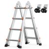 Telescoping Ladder A Frame, 15.5 FT Compact Aluminum Extension Ladder, Multi-Function Portable Collapsible RV Ladder