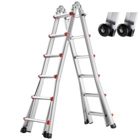 Telescoping Ladder A Frame, 20.5 FT Compact Aluminum Extension Ladder, Multi-Function Portable Collapsible RV Ladder
