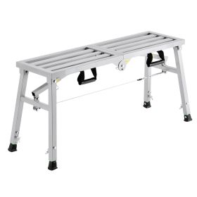 Work Platform, 3 Gear Adjustable Height, Folding Alloy Steel Step Ladder, Portable Scaffolding Platform, 400 lb Load Capacity, Non-Slip Rubber Feet