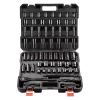 Drive Impact Socket Set 1/2" - 65PCS Deep & Standard Socket Set SAE 3/8" to 1-1/4" and Metric 10-24mm