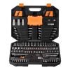 Mechanics Tool Set and Socket Set, 1/4" and 3/8" Drive Deep and Standard Sockets, 145 Pcs SAE and Metric Mechanic Tool Kit with Bits