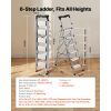 6 Step Ladder, Folding Step Stool with Wide Anti-Slip Pedal and Comfort Handgrip, 330 lbs Capacity Portable Aluminum Stepladder, Multi-Use for Kitchen