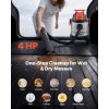 Shop Vac, 5.8 Gallon Wet Dry Shop Vacuum, 4 Peak HP with One-Button Self-Cleaning, Dual-Filter, 900W Input Power, 1.25in x 7ft Hose, 9.8ft Cord