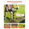 Electric Post Hole Digger, 5.71 in Auger Bit with 1500W Powerful Motor, 140 RPM Alloy Steel Earth Auger Drill Bit with 10.24 in Extension Rod