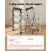 3 Step Ladder, Folding Step Stool with Wide Anti-Slip Pedal and Comfort Handgrip, 330 lbs Capacity Portable Aluminum Stepladder, Multi-Use for Kitchen