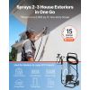 Stand Airless Paint Sprayer, 650W, 3000PSI High Pressure Airless Sprayer with Cart, Cleaning Brush, Hose, Extension Rod, Nozzles