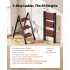 3 Step Ladder, Folding Step Stool with Wide Anti-Slip Pedal and Comfort Handgrip, Lightweight 330 lbs Capacity Portable Aluminum Plant Support