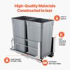 Pull-Out Trash Can, 27 QT x2 Double Under Mount Kitchen Waste Container, Heavy Duty Garbage Recycling Bin with Door Kit and Soft Close Slide