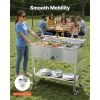 Commercial Propane Steam Table, 5 Food Pans & 3 Condiment Pans, LP Gas Outdoor Soup Warmer with Drain Valve and 3" Wheels