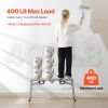 Work Platform, 3 Gear Adjustable Height, Folding Alloy Steel Step Ladder, Portable Scaffolding Platform, 400 lb Load Capacity, Non-Slip Rubber Feet