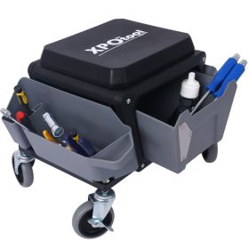Heavy Duty Mechanic Stool, 330 Lbs Weight Capacity, Garage Stool With Wheels (Option: Grey)