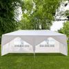 10x20ft White Canopy Tent with 4/6 Removable Sidewalls Outdoor PE Fabric Shelter Party Gazebo Heavy Duty Pavilion for Backyard Garden Event Wedding Ir