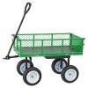 Garden Cart with Seat, 500 LBS, Rolling Steel Garden Work Seat with Wheels, Heavy Duty Gardening Stool, with Tool Tray & Adjustable Handle