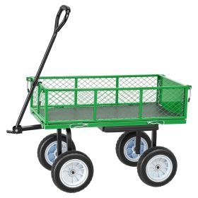 Garden Cart with Seat, 500 LBS, Rolling Steel Garden Work Seat with Wheels, Heavy Duty Gardening Stool, with Tool Tray & Adjustable Handle (Color: Green, Weight Capacity: 550 lbs)