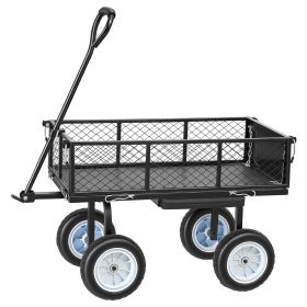 Garden Cart with Seat, 500 LBS, Rolling Steel Garden Work Seat with Wheels, Heavy Duty Gardening Stool, with Tool Tray & Adjustable Handle (Color: Black, Weight Capacity: 500 lbs)