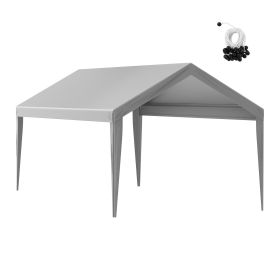 Carport Replacement Canopy Cover 10 x 20 ft, Garage Top Tent Shelter Tarp Heavy-Duty Waterproof & UV Protected, Easy Installation with Ball Bungees (Color: gray, Model Type: Top Tarpaulin with Edges)