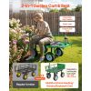 Garden Cart with Seat, 500 LBS, Rolling Steel Garden Work Seat with Wheels, Heavy Duty Gardening Stool, with Tool Tray & Adjustable Handle