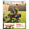 Garden Cart with Seat, 500 LBS, Rolling Steel Garden Work Seat with Wheels, Heavy Duty Gardening Stool, with Tool Tray & Adjustable Handle