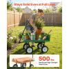 Garden Cart with Seat, 500 LBS, Rolling Steel Garden Work Seat with Wheels, Heavy Duty Gardening Stool, with Tool Tray & Adjustable Handle