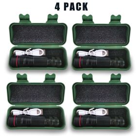 LED Flashlight USB Rechargeable Tactical Zoom Torch Powerful Mini Pen Light Work Light For Camping (Option: 4Pcs)
